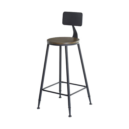 29.53" Industrial Bar and Counter Stool Low Back Stool with 4 Black Legs Wood 1 Piece Round Clearhalo 'Bar Furniture' 'Bar Stools' 'bar_stools' 'furn' 'furn_bar_stools' 'furniture_bar_stools' 'Kitchen & Dining Furniture' 'kitchen&dining_furn' 'kitchen' 'kitchen_furn' Furniture' 4679079
