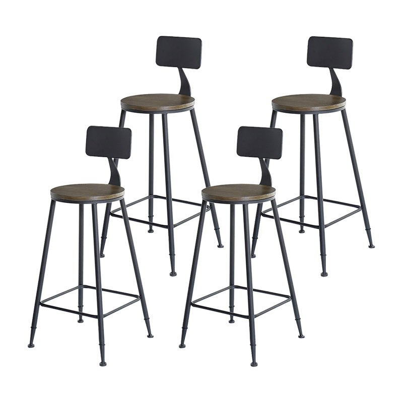 29.53" Industrial Bar and Counter Stool Low Back Stool with 4 Black Legs Wood 4 Piece Set Round Clearhalo 'Bar Furniture' 'Bar Stools' 'bar_stools' 'furn' 'furn_bar_stools' 'furniture_bar_stools' 'Kitchen & Dining Furniture' 'kitchen&dining_furn' 'kitchen' 'kitchen_furn' Furniture' 4679082