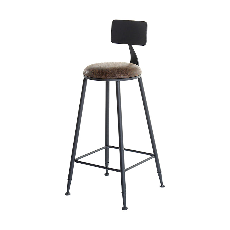 29.53" Industrial Bar and Counter Stool Low Back Stool with 4 Black Legs Leather 1 Piece Round Clearhalo 'Bar Furniture' 'Bar Stools' 'bar_stools' 'furn' 'furn_bar_stools' 'furniture_bar_stools' 'Kitchen & Dining Furniture' 'kitchen&dining_furn' 'kitchen' 'kitchen_furn' Furniture' 4679085