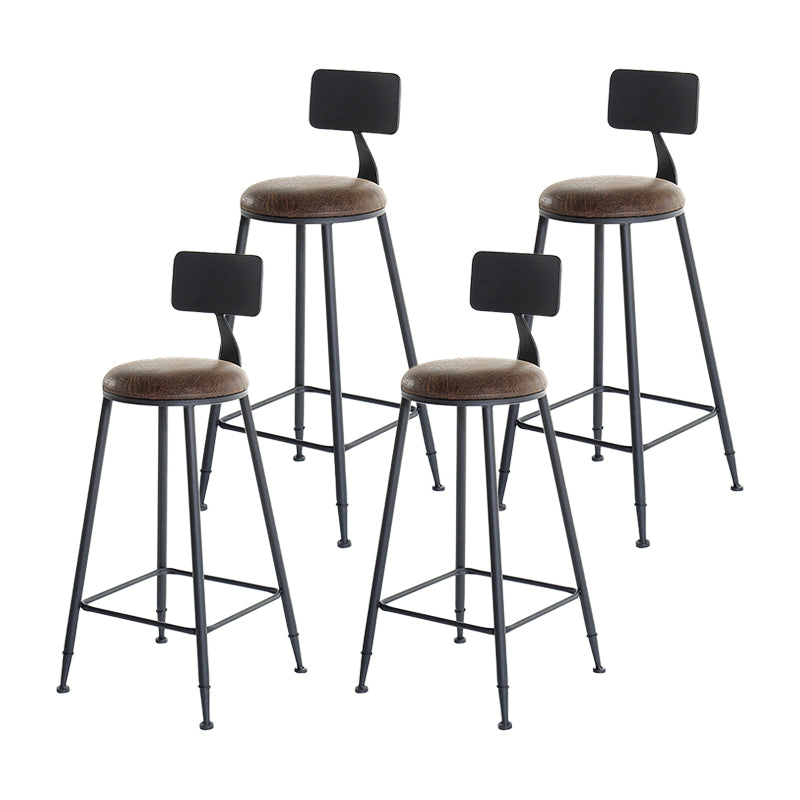 29.53" Industrial Bar and Counter Stool Low Back Stool with 4 Black Legs Leather 4 Piece Set Round Clearhalo 'Bar Furniture' 'Bar Stools' 'bar_stools' 'furn' 'furn_bar_stools' 'furniture_bar_stools' 'Kitchen & Dining Furniture' 'kitchen&dining_furn' 'kitchen' 'kitchen_furn' Furniture' 4679088
