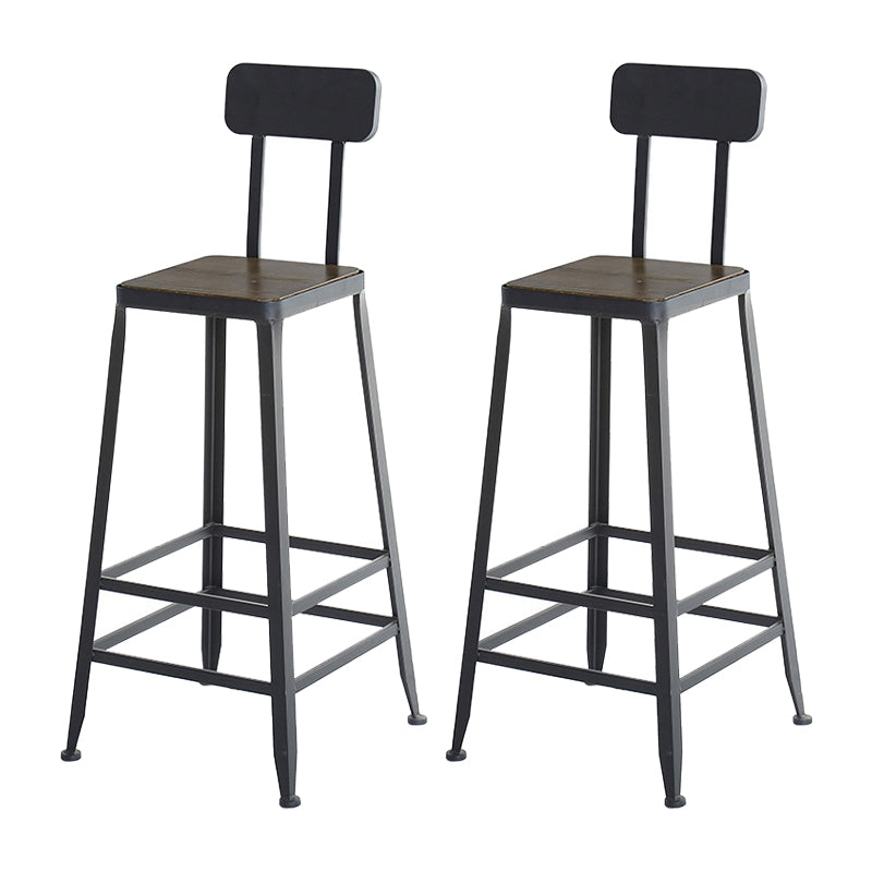 29.53" Industrial Bar and Counter Stool Low Back Stool with 4 Black Legs Wood 2 Piece Set Square Clearhalo 'Bar Furniture' 'Bar Stools' 'bar_stools' 'furn' 'furn_bar_stools' 'furniture_bar_stools' 'Kitchen & Dining Furniture' 'kitchen&dining_furn' 'kitchen' 'kitchen_furn' Furniture' 4679090
