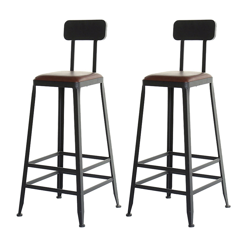 29.53" Industrial Bar and Counter Stool Low Back Stool with 4 Black Legs Leather 2 Piece Set Square Clearhalo 'Bar Furniture' 'Bar Stools' 'bar_stools' 'furn' 'furn_bar_stools' 'furniture_bar_stools' 'Kitchen & Dining Furniture' 'kitchen&dining_furn' 'kitchen' 'kitchen_furn' Furniture' 4679093