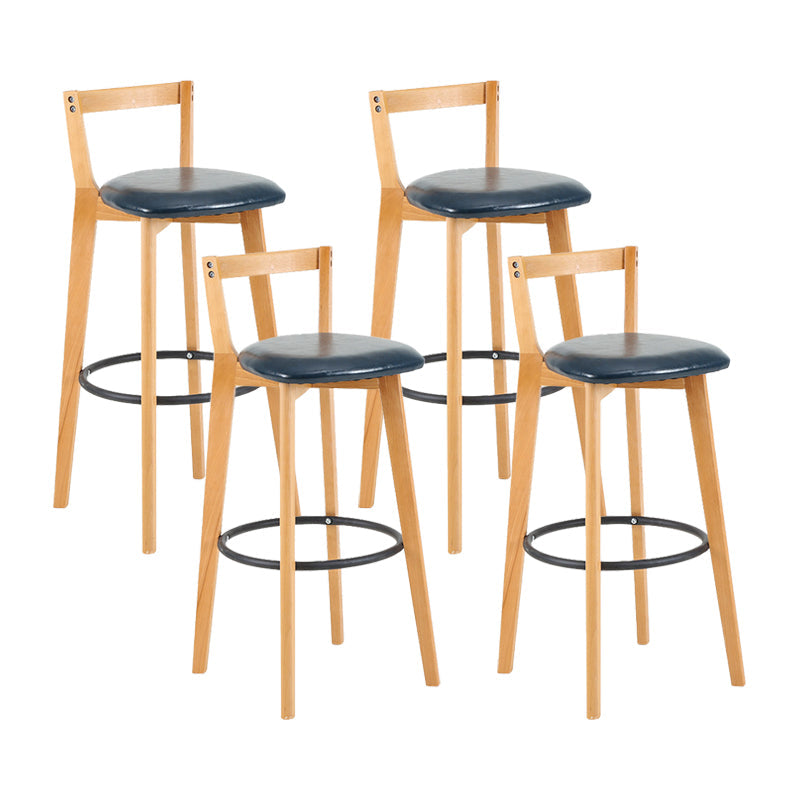 Contemporary Wood Kitchen Dining Room Armless Stool Low Back Bar Stool Dark Blue 4 Piece Set Clearhalo 'Bar Furniture' 'Bar Stools' 'bar_stools' 'furn' 'furn_bar_stools' 'furniture_bar_stools' 'Kitchen & Dining Furniture' 'kitchen&dining_furn' 'kitchen' 'kitchen_furn' Furniture' 4679103