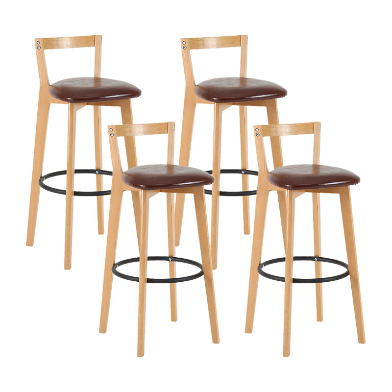 Contemporary Wood Kitchen Dining Room Armless Stool Low Back Bar Stool Brown 4 Piece Set Clearhalo 'Bar Furniture' 'Bar Stools' 'bar_stools' 'furn' 'furn_bar_stools' 'furniture_bar_stools' 'Kitchen & Dining Furniture' 'kitchen&dining_furn' 'kitchen' 'kitchen_furn' Furniture' 4679121