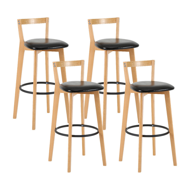Contemporary Wood Kitchen Dining Room Armless Stool Low Back Bar Stool Black 4 Piece Set Clearhalo 'Bar Furniture' 'Bar Stools' 'bar_stools' 'furn' 'furn_bar_stools' 'furniture_bar_stools' 'Kitchen & Dining Furniture' 'kitchen&dining_furn' 'kitchen' 'kitchen_furn' Furniture' 4679124