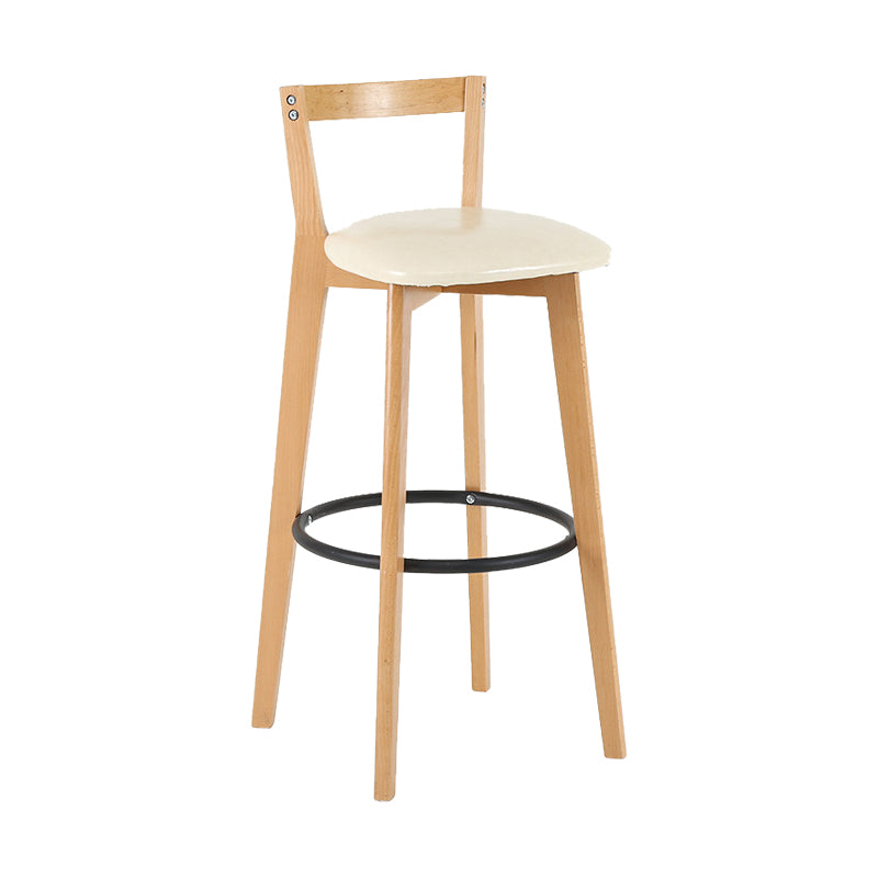 Contemporary Wood Kitchen Dining Room Armless Stool Low Back Bar Stool Off-White 1 Piece Clearhalo 'Bar Furniture' 'Bar Stools' 'bar_stools' 'furn' 'furn_bar_stools' 'furniture_bar_stools' 'Kitchen & Dining Furniture' 'kitchen&dining_furn' 'kitchen' 'kitchen_furn' Furniture' 4679134