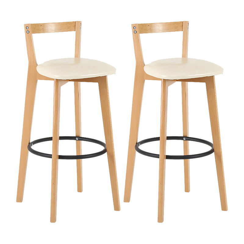 Contemporary Wood Kitchen Dining Room Armless Stool Low Back Bar Stool Off-White 2 Piece Set Clearhalo 'Bar Furniture' 'Bar Stools' 'bar_stools' 'furn' 'furn_bar_stools' 'furniture_bar_stools' 'Kitchen & Dining Furniture' 'kitchen&dining_furn' 'kitchen' 'kitchen_furn' Furniture' 4679135