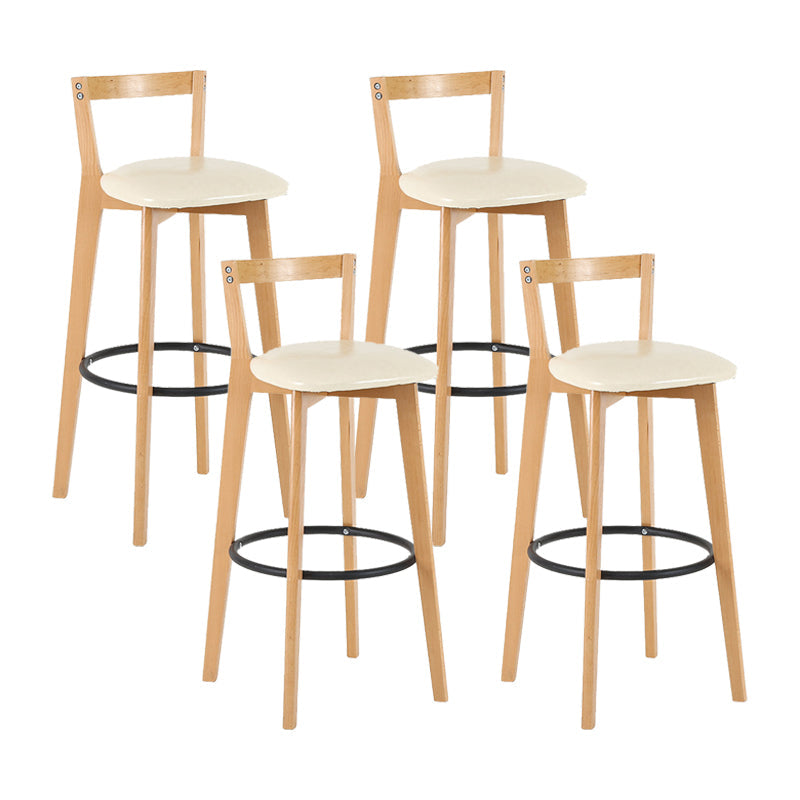 Contemporary Wood Kitchen Dining Room Armless Stool Low Back Bar Stool Off-White 4 Piece Set Clearhalo 'Bar Furniture' 'Bar Stools' 'bar_stools' 'furn' 'furn_bar_stools' 'furniture_bar_stools' 'Kitchen & Dining Furniture' 'kitchen&dining_furn' 'kitchen' 'kitchen_furn' Furniture' 4679136