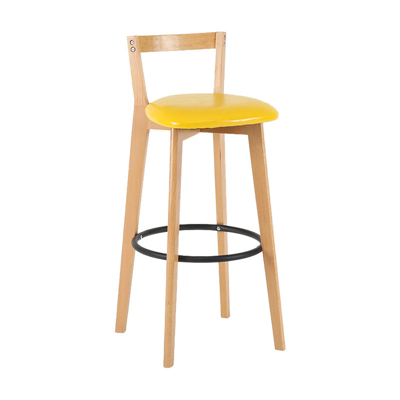 Contemporary Wood Kitchen Dining Room Armless Stool Low Back Bar Stool Yellow 1 Piece Clearhalo 'Bar Furniture' 'Bar Stools' 'bar_stools' 'furn' 'furn_bar_stools' 'furniture_bar_stools' 'Kitchen & Dining Furniture' 'kitchen&dining_furn' 'kitchen' 'kitchen_furn' Furniture' 4679140