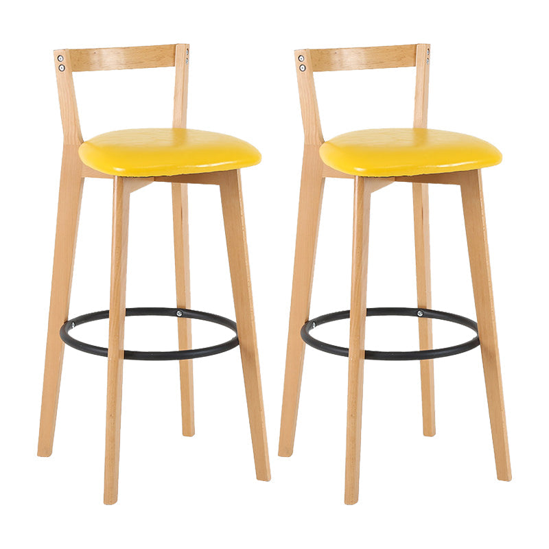 Contemporary Wood Kitchen Dining Room Armless Stool Low Back Bar Stool Yellow 2 Piece Set Clearhalo 'Bar Furniture' 'Bar Stools' 'bar_stools' 'furn' 'furn_bar_stools' 'furniture_bar_stools' 'Kitchen & Dining Furniture' 'kitchen&dining_furn' 'kitchen' 'kitchen_furn' Furniture' 4679141