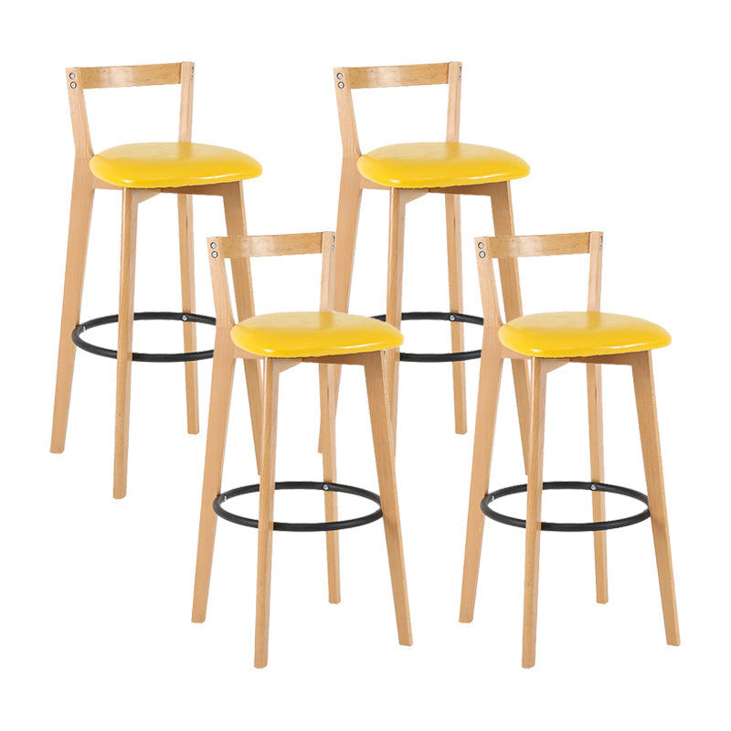 Contemporary Wood Kitchen Dining Room Armless Stool Low Back Bar Stool Yellow 4 Piece Set Clearhalo 'Bar Furniture' 'Bar Stools' 'bar_stools' 'furn' 'furn_bar_stools' 'furniture_bar_stools' 'Kitchen & Dining Furniture' 'kitchen&dining_furn' 'kitchen' 'kitchen_furn' Furniture' 4679142