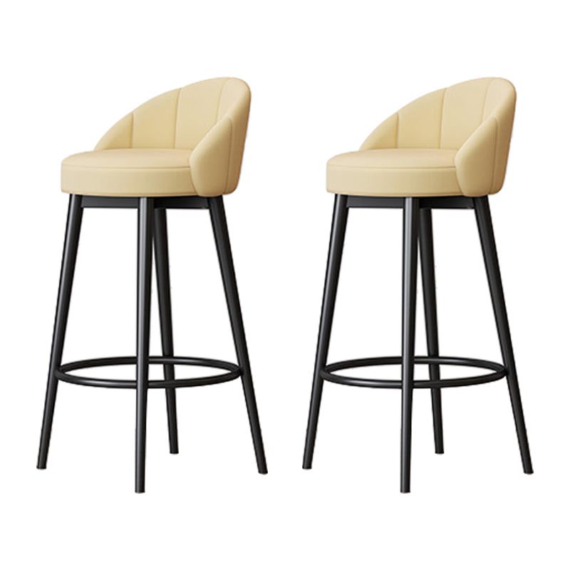 Metal Scandinavian Kitchen Dining Room Armless Stool Low Back Bar Stool Beige 2 Piece Set Clearhalo 'Bar Furniture' 'Bar Stools' 'bar_stools' 'furn' 'furn_bar_stools' 'furniture_bar_stools' 'Kitchen & Dining Furniture' 'kitchen&dining_furn' 'kitchen' 'kitchen_furn' Furniture' 4679189