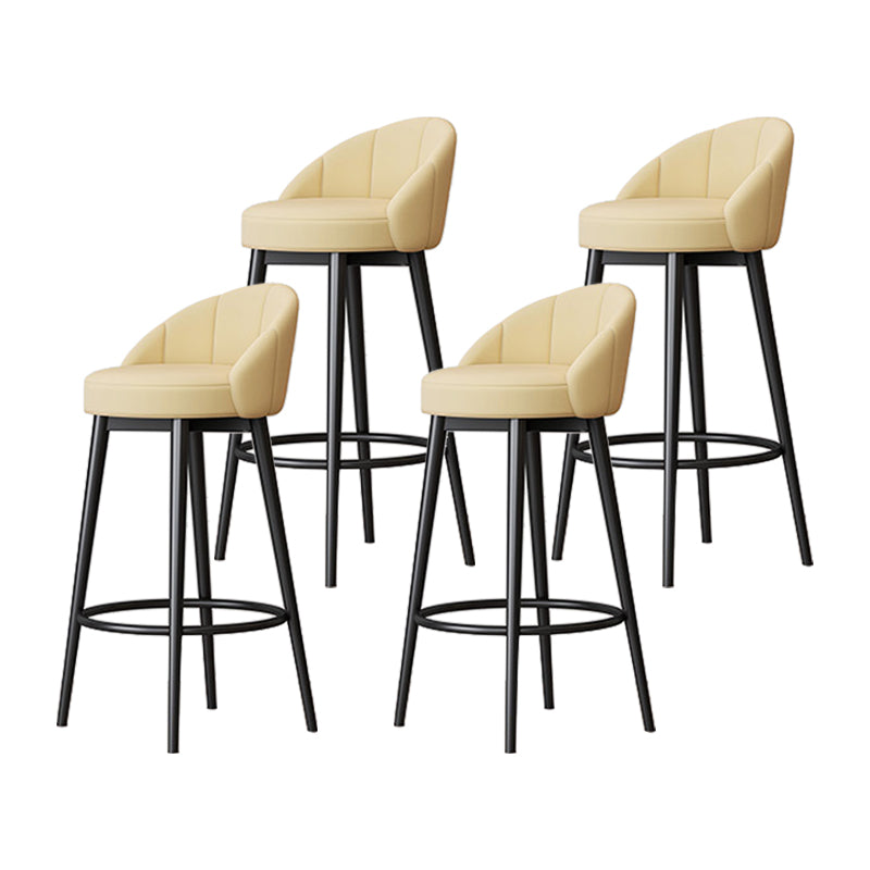 Metal Scandinavian Kitchen Dining Room Armless Stool Low Back Bar Stool Beige 4 Piece Set Clearhalo 'Bar Furniture' 'Bar Stools' 'bar_stools' 'furn' 'furn_bar_stools' 'furniture_bar_stools' 'Kitchen & Dining Furniture' 'kitchen&dining_furn' 'kitchen' 'kitchen_furn' Furniture' 4679191