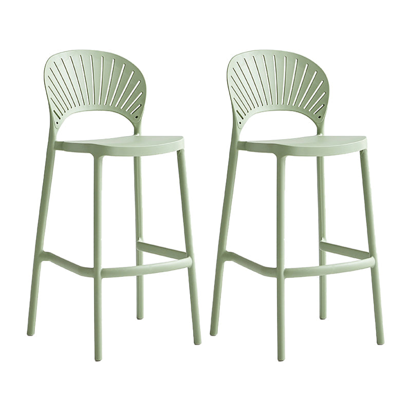 29.53" Plastic Scandinavian Kitchen Dining Room Armless Stool Low Back Bar Stool Green Set of 2 Clearhalo 'Bar Furniture' 'Bar Stools' 'bar_stools' 'furniture_bar_stools' 'Kitchen & Dining Furniture' 'kitchen&dining_furn' 'kitchen' 'kitchen_furn' Furniture' 4679209