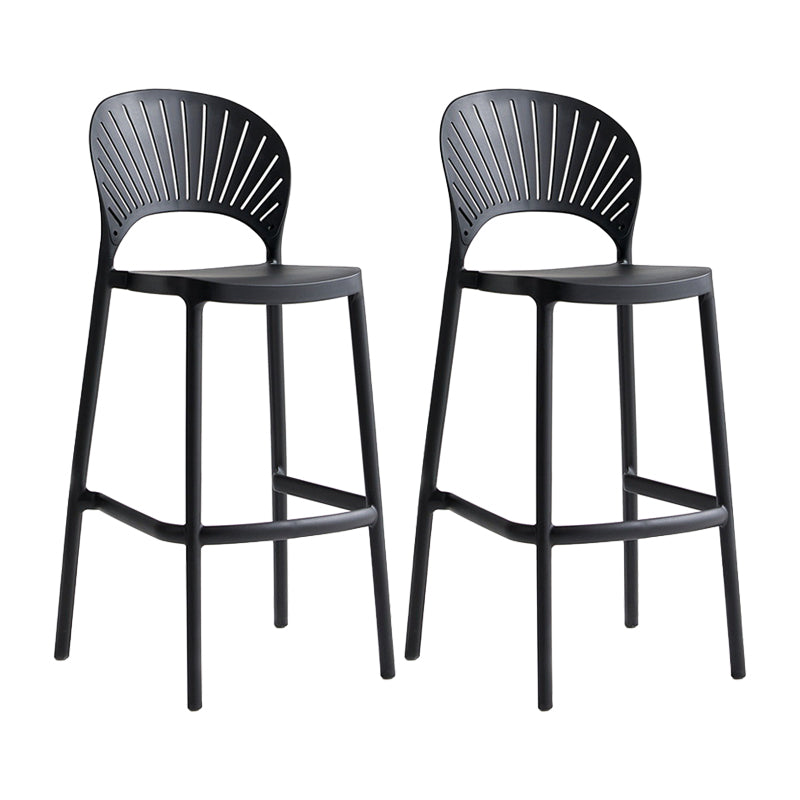 29.53" Plastic Scandinavian Kitchen Dining Room Armless Stool Low Back Bar Stool Black Set of 2 Clearhalo 'Bar Furniture' 'Bar Stools' 'bar_stools' 'furniture_bar_stools' 'Kitchen & Dining Furniture' 'kitchen&dining_furn' 'kitchen' 'kitchen_furn' Furniture' 4679214