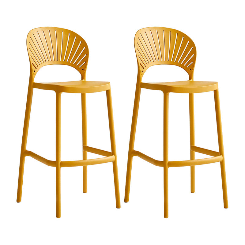 29.53" Plastic Scandinavian Kitchen Dining Room Armless Stool Low Back Bar Stool Ginger Set of 2 Clearhalo 'Bar Furniture' 'Bar Stools' 'bar_stools' 'furniture_bar_stools' 'Kitchen & Dining Furniture' 'kitchen&dining_furn' 'kitchen' 'kitchen_furn' Furniture' 4679220