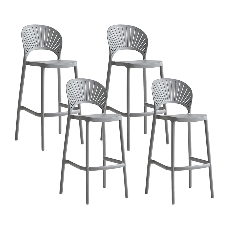 29.53" Plastic Scandinavian Kitchen Dining Room Armless Stool Low Back Bar Stool Grey Set of 4 Clearhalo 'Bar Furniture' 'Bar Stools' 'bar_stools' 'furniture_bar_stools' 'Kitchen & Dining Furniture' 'kitchen&dining_furn' 'kitchen' 'kitchen_furn' Furniture' 4679229