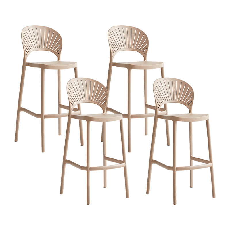 29.53" Plastic Scandinavian Kitchen Dining Room Armless Stool Low Back Bar Stool Camel Set of 4 Clearhalo 'Bar Furniture' 'Bar Stools' 'bar_stools' 'furniture_bar_stools' 'Kitchen & Dining Furniture' 'kitchen&dining_furn' 'kitchen' 'kitchen_furn' Furniture' 4679232