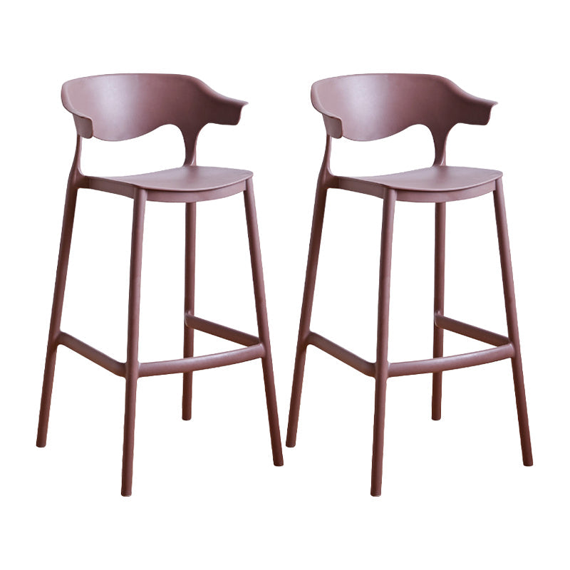 Contemporary Plastic Kitchen Dining Room Arm Stool Low Back Bar Stool Coffee 2 Piece Set Bar Stool(30"H) Clearhalo 'Bar Furniture' 'Bar Stools' 'bar_stools' 'furn' 'furn_bar_stools' 'furniture_bar_stools' 'Kitchen & Dining Furniture' 'kitchen&dining_furn' 'kitchen' 'kitchen_furn' Furniture' 4679240