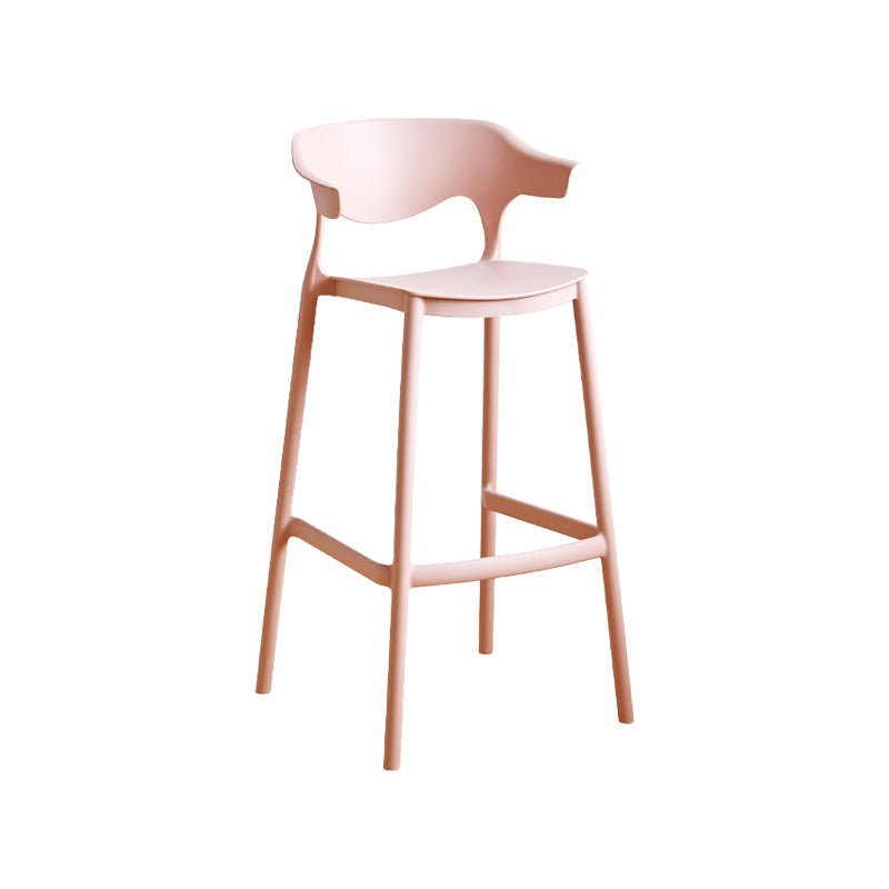 Contemporary Plastic Kitchen Dining Room Arm Stool Low Back Bar Stool Pink 1 Piece Bar Stool(30"H) Clearhalo 'Bar Furniture' 'Bar Stools' 'bar_stools' 'furn' 'furn_bar_stools' 'furniture_bar_stools' 'Kitchen & Dining Furniture' 'kitchen&dining_furn' 'kitchen' 'kitchen_furn' Furniture' 4679243