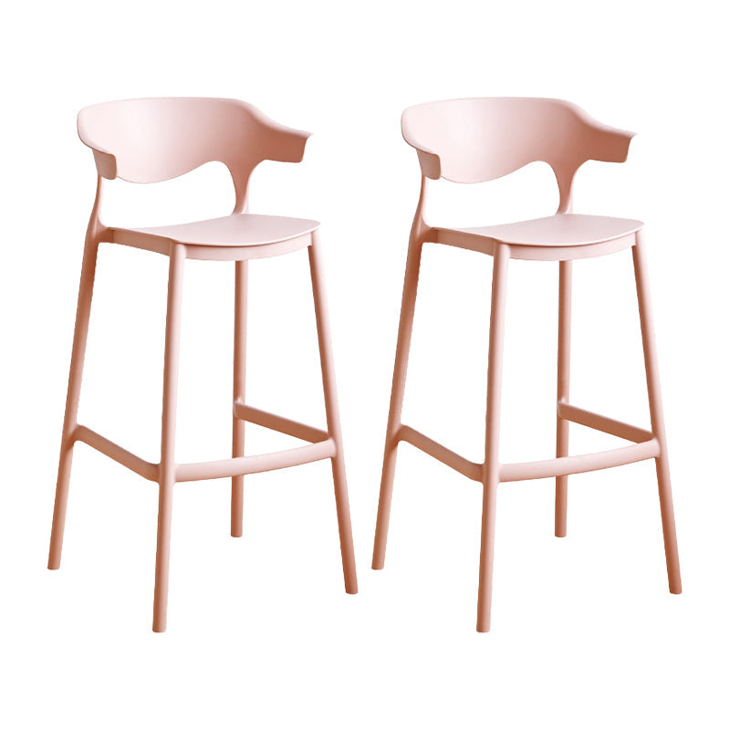 Contemporary Plastic Kitchen Dining Room Arm Stool Low Back Bar Stool Pink 2 Piece Set Bar Stool(30"H) Clearhalo 'Bar Furniture' 'Bar Stools' 'bar_stools' 'furn' 'furn_bar_stools' 'furniture_bar_stools' 'Kitchen & Dining Furniture' 'kitchen&dining_furn' 'kitchen' 'kitchen_furn' Furniture' 4679245