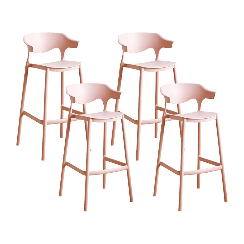 Contemporary Plastic Kitchen Dining Room Arm Stool Low Back Bar Stool Pink 4 Piece Set Bar Stool(30"H) Clearhalo 'Bar Furniture' 'Bar Stools' 'bar_stools' 'furn' 'furn_bar_stools' 'furniture_bar_stools' 'Kitchen & Dining Furniture' 'kitchen&dining_furn' 'kitchen' 'kitchen_furn' Furniture' 4679247