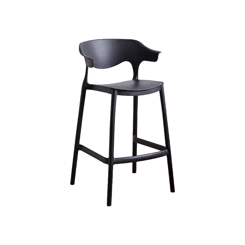 Contemporary Plastic Kitchen Dining Room Arm Stool Low Back Bar Stool Black 1 Piece Counter Stool(26"H) Clearhalo 'Bar Furniture' 'Bar Stools' 'bar_stools' 'furn' 'furn_bar_stools' 'furniture_bar_stools' 'Kitchen & Dining Furniture' 'kitchen&dining_furn' 'kitchen' 'kitchen_furn' Furniture' 4679249