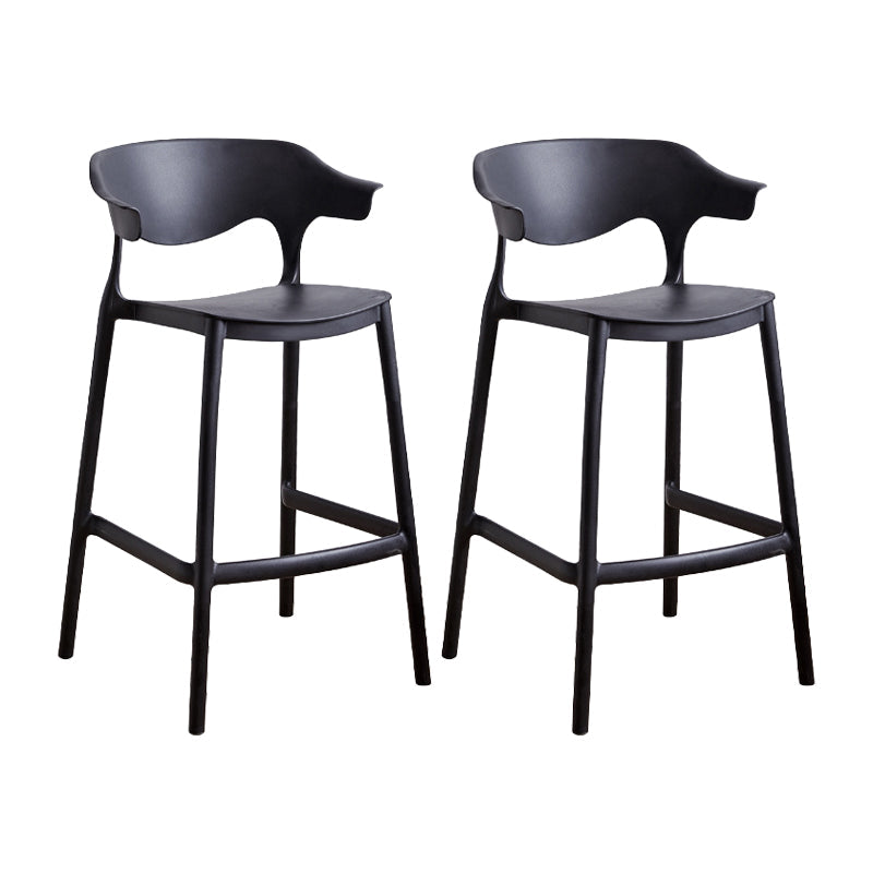 Contemporary Plastic Kitchen Dining Room Arm Stool Low Back Bar Stool Black 2 Piece Set Counter Stool(26"H) Clearhalo 'Bar Furniture' 'Bar Stools' 'bar_stools' 'furn' 'furn_bar_stools' 'furniture_bar_stools' 'Kitchen & Dining Furniture' 'kitchen&dining_furn' 'kitchen' 'kitchen_furn' Furniture' 4679252