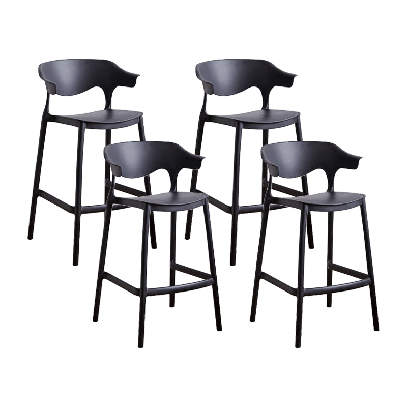 Contemporary Plastic Kitchen Dining Room Arm Stool Low Back Bar Stool Black 4 Piece Set Counter Stool(26"H) Clearhalo 'Bar Furniture' 'Bar Stools' 'bar_stools' 'furn' 'furn_bar_stools' 'furniture_bar_stools' 'Kitchen & Dining Furniture' 'kitchen&dining_furn' 'kitchen' 'kitchen_furn' Furniture' 4679253