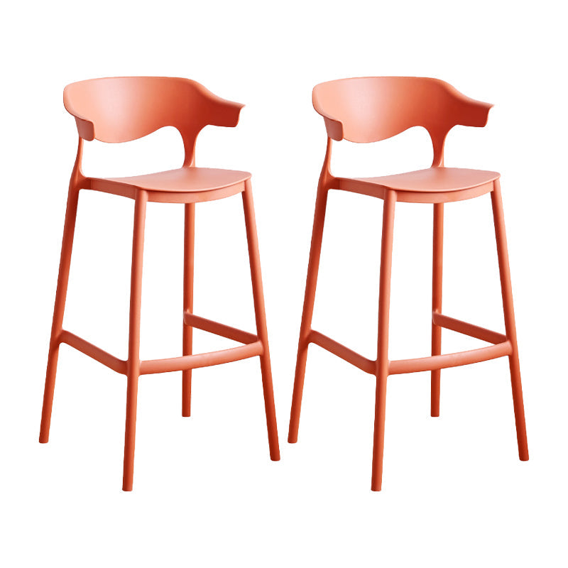 Contemporary Plastic Kitchen Dining Room Arm Stool Low Back Bar Stool Red 2 Piece Set Bar Stool(30"H) Clearhalo 'Bar Furniture' 'Bar Stools' 'bar_stools' 'furn' 'furn_bar_stools' 'furniture_bar_stools' 'Kitchen & Dining Furniture' 'kitchen&dining_furn' 'kitchen' 'kitchen_furn' Furniture' 4679257
