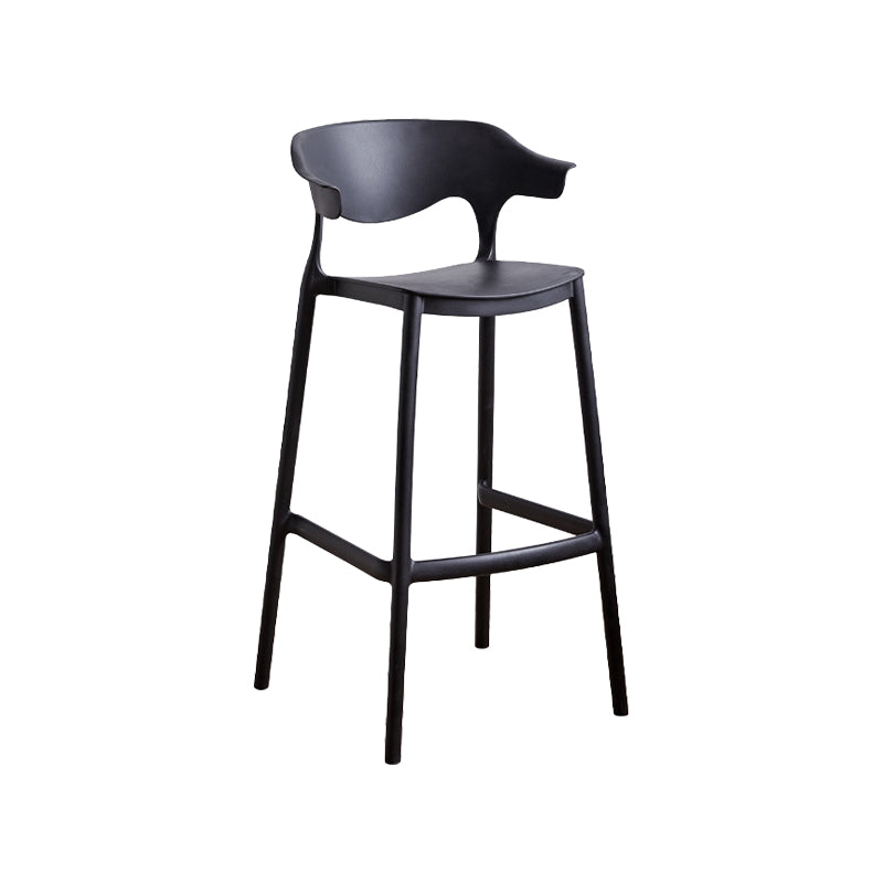 Contemporary Plastic Kitchen Dining Room Arm Stool Low Back Bar Stool Black 1 Piece Bar Stool(30"H) Clearhalo 'Bar Furniture' 'Bar Stools' 'bar_stools' 'furn' 'furn_bar_stools' 'furniture_bar_stools' 'Kitchen & Dining Furniture' 'kitchen&dining_furn' 'kitchen' 'kitchen_furn' Furniture' 4679267