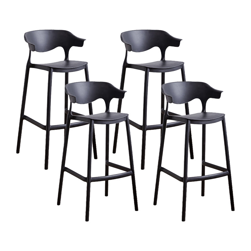 Contemporary Plastic Kitchen Dining Room Arm Stool Low Back Bar Stool Black 4 Piece Set Bar Stool(30"H) Clearhalo 'Bar Furniture' 'Bar Stools' 'bar_stools' 'furn' 'furn_bar_stools' 'furniture_bar_stools' 'Kitchen & Dining Furniture' 'kitchen&dining_furn' 'kitchen' 'kitchen_furn' Furniture' 4679269