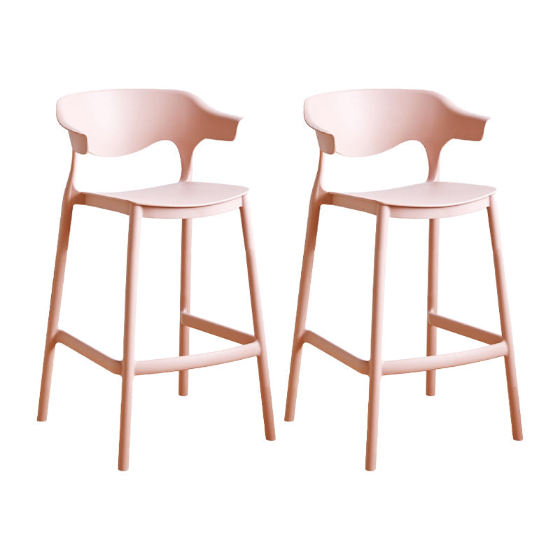Contemporary Plastic Kitchen Dining Room Arm Stool Low Back Bar Stool Pink 2 Piece Set Counter Stool(26"H) Clearhalo 'Bar Furniture' 'Bar Stools' 'bar_stools' 'furn' 'furn_bar_stools' 'furniture_bar_stools' 'Kitchen & Dining Furniture' 'kitchen&dining_furn' 'kitchen' 'kitchen_furn' Furniture' 4679271