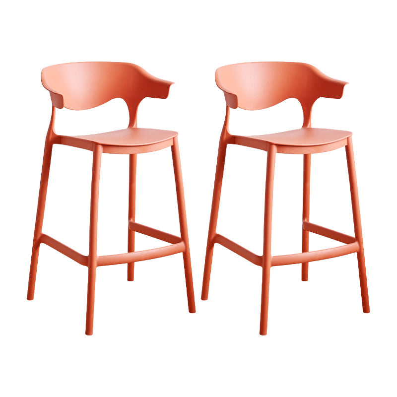 Contemporary Plastic Kitchen Dining Room Arm Stool Low Back Bar Stool Red 2 Piece Set Counter Stool(26"H) Clearhalo 'Bar Furniture' 'Bar Stools' 'bar_stools' 'furn' 'furn_bar_stools' 'furniture_bar_stools' 'Kitchen & Dining Furniture' 'kitchen&dining_furn' 'kitchen' 'kitchen_furn' Furniture' 4679274