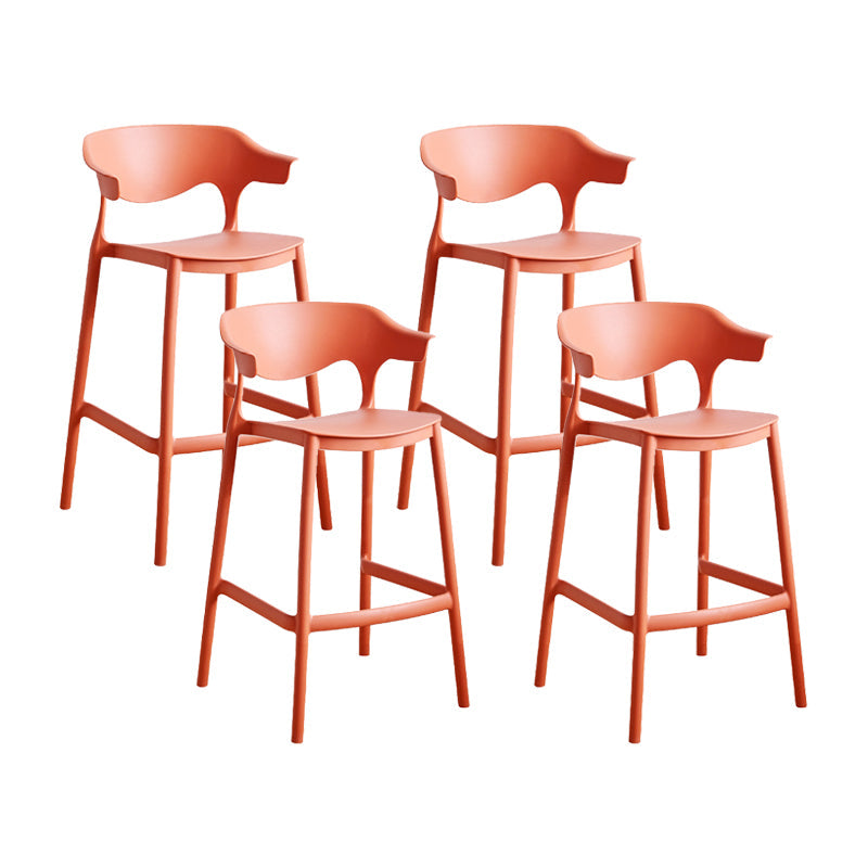 Contemporary Plastic Kitchen Dining Room Arm Stool Low Back Bar Stool Red 4 Piece Set Counter Stool(26"H) Clearhalo 'Bar Furniture' 'Bar Stools' 'bar_stools' 'furn' 'furn_bar_stools' 'furniture_bar_stools' 'Kitchen & Dining Furniture' 'kitchen&dining_furn' 'kitchen' 'kitchen_furn' Furniture' 4679275