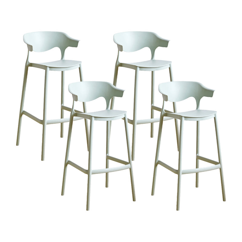 Contemporary Plastic Kitchen Dining Room Arm Stool Low Back Bar Stool Green 4 Piece Set Bar Stool(30"H) Clearhalo 'Bar Furniture' 'Bar Stools' 'bar_stools' 'furn' 'furn_bar_stools' 'furniture_bar_stools' 'Kitchen & Dining Furniture' 'kitchen&dining_furn' 'kitchen' 'kitchen_furn' Furniture' 4679284