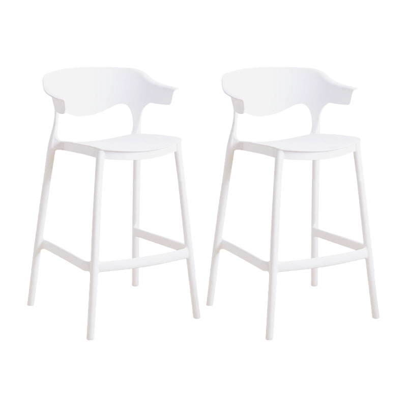 Contemporary Plastic Kitchen Dining Room Arm Stool Low Back Bar Stool White 2 Piece Set Counter Stool(26"H) Clearhalo 'Bar Furniture' 'Bar Stools' 'bar_stools' 'furn' 'furn_bar_stools' 'furniture_bar_stools' 'Kitchen & Dining Furniture' 'kitchen&dining_furn' 'kitchen' 'kitchen_furn' Furniture' 4679286