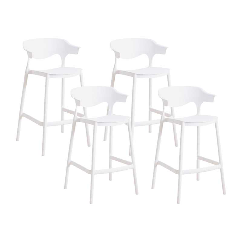 Contemporary Plastic Kitchen Dining Room Arm Stool Low Back Bar Stool White 4 Piece Set Counter Stool(26"H) Clearhalo 'Bar Furniture' 'Bar Stools' 'bar_stools' 'furn' 'furn_bar_stools' 'furniture_bar_stools' 'Kitchen & Dining Furniture' 'kitchen&dining_furn' 'kitchen' 'kitchen_furn' Furniture' 4679287