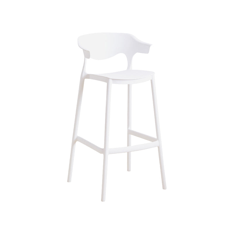 Contemporary Plastic Kitchen Dining Room Arm Stool Low Back Bar Stool White 1 Piece Bar Stool(30"H) Clearhalo 'Bar Furniture' 'Bar Stools' 'bar_stools' 'furn' 'furn_bar_stools' 'furniture_bar_stools' 'Kitchen & Dining Furniture' 'kitchen&dining_furn' 'kitchen' 'kitchen_furn' Furniture' 4679288