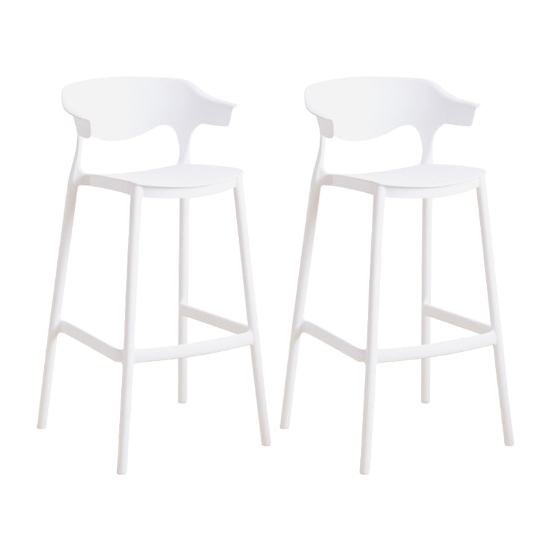 Contemporary Plastic Kitchen Dining Room Arm Stool Low Back Bar Stool White 2 Piece Set Bar Stool(30"H) Clearhalo 'Bar Furniture' 'Bar Stools' 'bar_stools' 'furn' 'furn_bar_stools' 'furniture_bar_stools' 'Kitchen & Dining Furniture' 'kitchen&dining_furn' 'kitchen' 'kitchen_furn' Furniture' 4679289