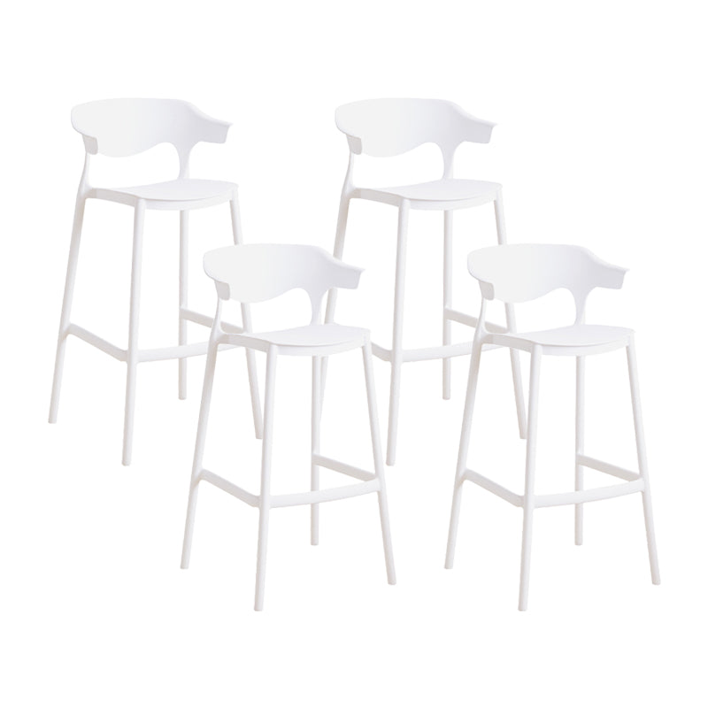 Contemporary Plastic Kitchen Dining Room Arm Stool Low Back Bar Stool White 4 Piece Set Bar Stool(30"H) Clearhalo 'Bar Furniture' 'Bar Stools' 'bar_stools' 'furn' 'furn_bar_stools' 'furniture_bar_stools' 'Kitchen & Dining Furniture' 'kitchen&dining_furn' 'kitchen' 'kitchen_furn' Furniture' 4679290