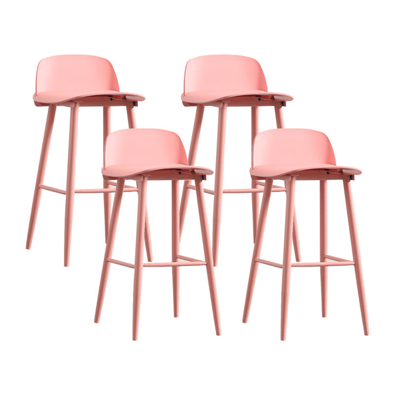 Scandinavian Plastic Kitchen Dining Room Armless Stool Low Back Bar Stool Pink 4 Piece Set Clearhalo 'Bar Furniture' 'Bar Stools' 'bar_stools' 'furn' 'furn_bar_stools' 'furniture_bar_stools' 'Kitchen & Dining Furniture' 'kitchen&dining_furn' 'kitchen' 'kitchen_furn' Furniture' 4679317