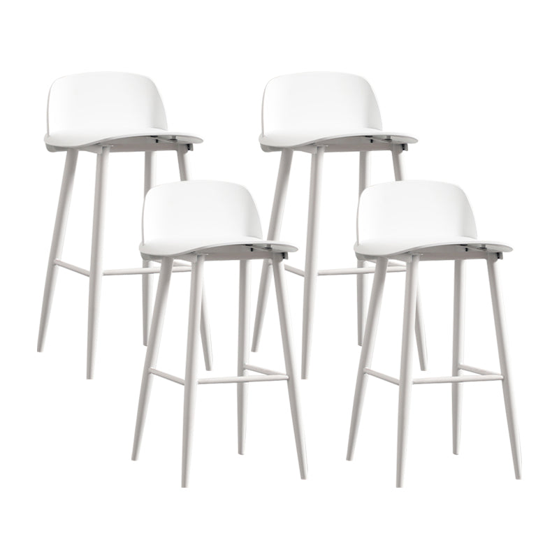 Scandinavian Plastic Kitchen Dining Room Armless Stool Low Back Bar Stool White 4 Piece Set Clearhalo 'Bar Furniture' 'Bar Stools' 'bar_stools' 'furn' 'furn_bar_stools' 'furniture_bar_stools' 'Kitchen & Dining Furniture' 'kitchen&dining_furn' 'kitchen' 'kitchen_furn' Furniture' 4679321