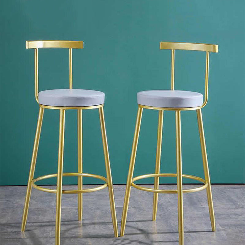 Glam Low Back Bar and Counter Stool Round Stool with 4 Gold Legs Clearhalo 'Bar Furniture' 'Bar Stools' 'bar_stools' 'furniture_bar_stools' 'Kitchen & Dining Furniture' 'kitchen&dining_furn' 'kitchen' 'kitchen_furn' Furniture' 4679375