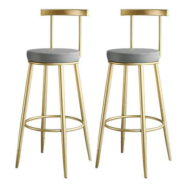 Glam Low Back Bar and Counter Stool Round Stool with 4 Gold Legs Set of 2 Clearhalo 'Bar Furniture' 'Bar Stools' 'bar_stools' 'furniture_bar_stools' 'Kitchen & Dining Furniture' 'kitchen&dining_furn' 'kitchen' 'kitchen_furn' Furniture' 4679376