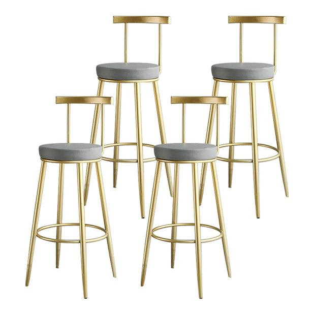 Glam Low Back Bar and Counter Stool Round Stool with 4 Gold Legs Set of 4 Clearhalo 'Bar Furniture' 'Bar Stools' 'bar_stools' 'furniture_bar_stools' 'Kitchen & Dining Furniture' 'kitchen&dining_furn' 'kitchen' 'kitchen_furn' Furniture' 4679378