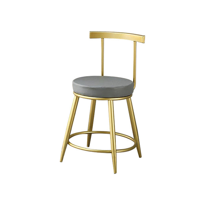 Glam Low Back Bar and Counter Stool Round Stool with 4 Gold Legs 1 Piece Short Stool(18"H) Clearhalo 'Bar Furniture' 'Bar Stools' 'bar_stools' 'furniture_bar_stools' 'Kitchen & Dining Furniture' 'kitchen&dining_furn' 'kitchen' 'kitchen_furn' Furniture' 4679379