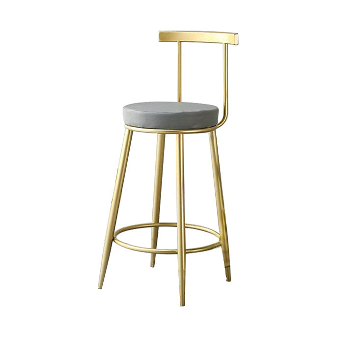 Glam Low Back Bar and Counter Stool Round Stool with 4 Gold Legs 1 Piece Counter Stool(26"H) Clearhalo 'Bar Furniture' 'Bar Stools' 'bar_stools' 'furniture_bar_stools' 'Kitchen & Dining Furniture' 'kitchen&dining_furn' 'kitchen' 'kitchen_furn' Furniture' 4679385