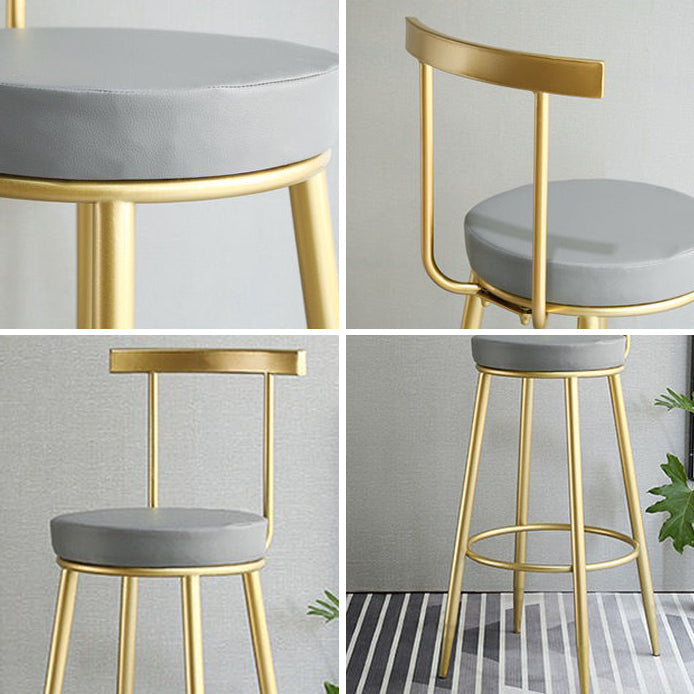 Glam Low Back Bar and Counter Stool Round Stool with 4 Gold Legs Clearhalo 'Bar Furniture' 'Bar Stools' 'bar_stools' 'furniture_bar_stools' 'Kitchen & Dining Furniture' 'kitchen&dining_furn' 'kitchen' 'kitchen_furn' Furniture' 4679386