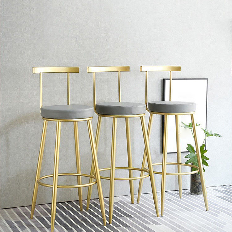 Glam Low Back Bar and Counter Stool Round Stool with 4 Gold Legs Clearhalo 'Bar Furniture' 'Bar Stools' 'bar_stools' 'furniture_bar_stools' 'Kitchen & Dining Furniture' 'kitchen&dining_furn' 'kitchen' 'kitchen_furn' Furniture' 4679388